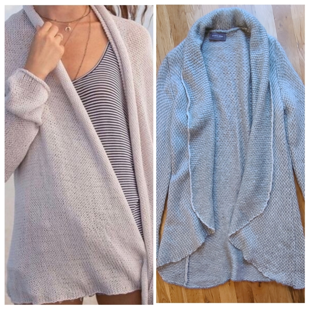 Wooden Ships Shawl Collar Mohair Blend Open Cardigan Grey Size M/L
